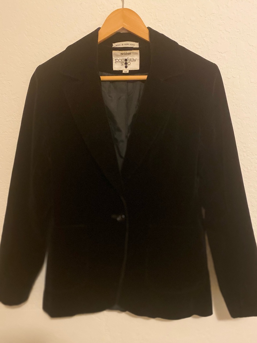 Vintage 80’s Nordstrom Point of View Black Velveteen Blazer Jacket Size 10